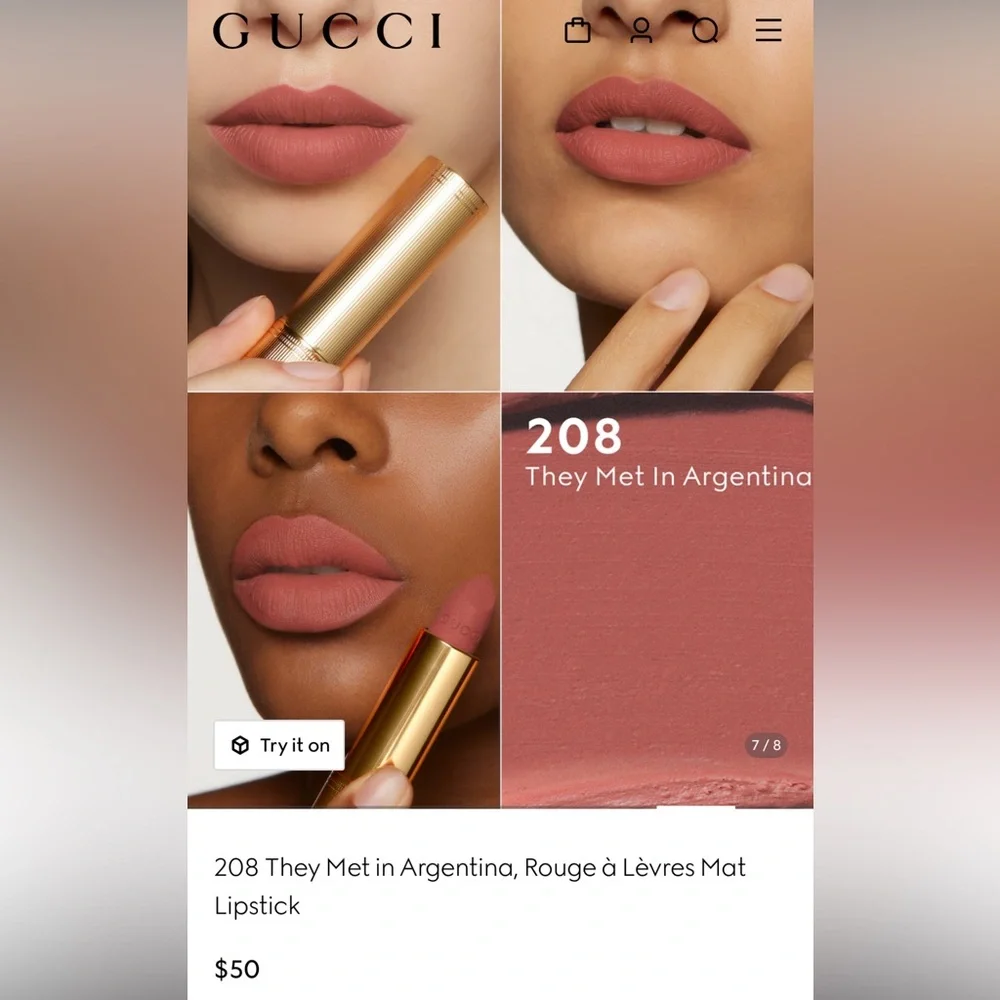 GUCCI Matte Lipstick 208 They Met in Argentina Rouge à Lèvres Mat Lipstick